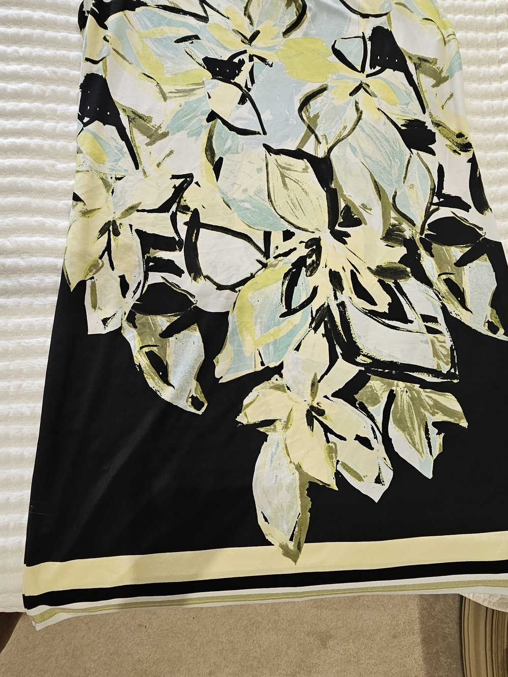 Kim Rogers White, Black, Yellow & Light Blue Floral Cowl Neck Midi Dress - Picture 6 of 6